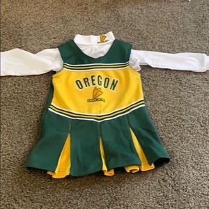 A Oregon duck toddler cheerleading outfit